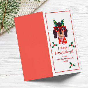 Carte pliée drôle de chien de Noël Howliday