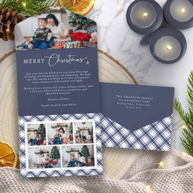 Carte pliée en trois Bleu de Noël (Blue Christmas Trifold Card
)