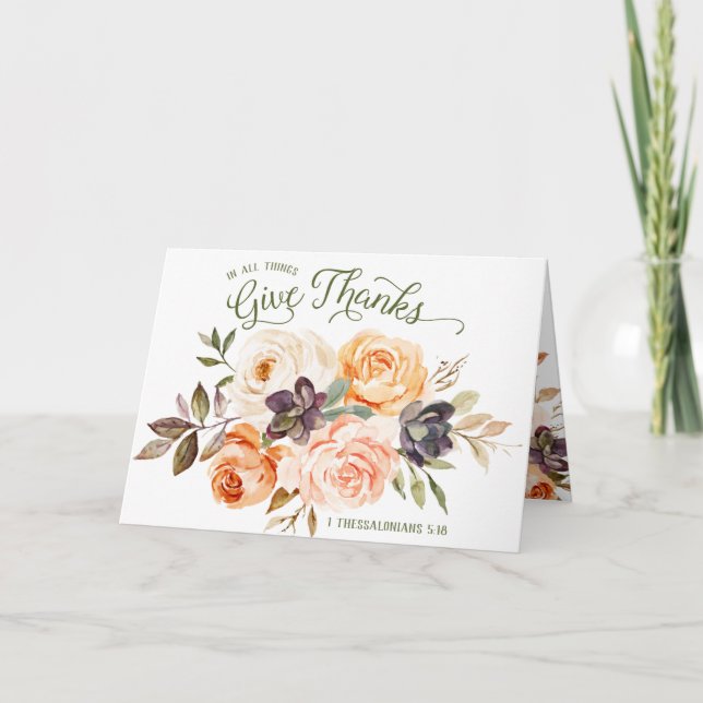 Carte pliée Fleurs de roses 'Rendez grâce en toute (Devant)