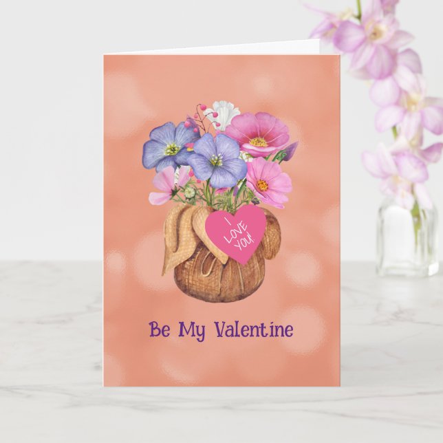 Carte pliée Fleurs pour ma Valentine 13 x 18 cm (Orchidée)