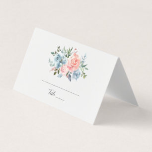 Carte pliée Floral rose et bleu Dusty Roses