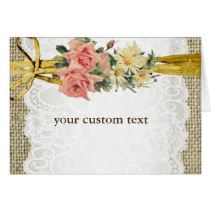 Carte pliée florale Rustic Romance Burlap & Lace