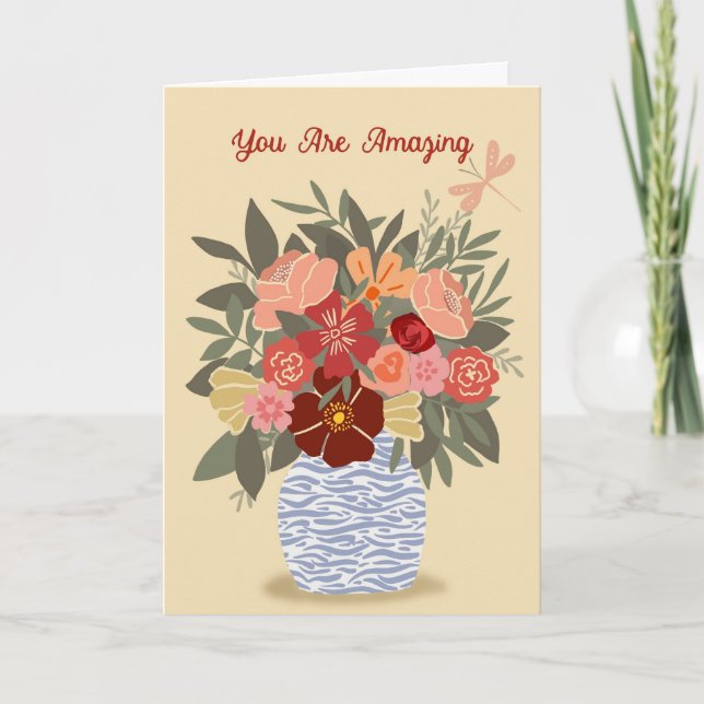 Carte pliée florale "Vous êtes incroyable" - intér (Devant)