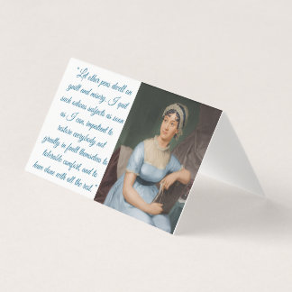 Carte pliée Jane Austen avec citation (bleue)
