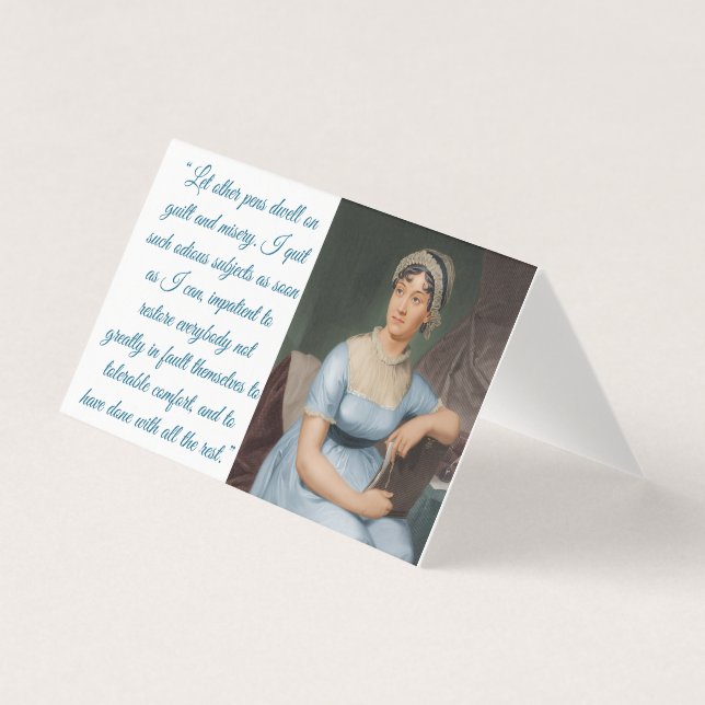 Carte pliée Jane Austen avec citation (bleue) (Front)