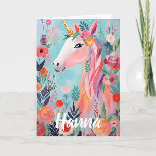 Carte pliée Licorne Rêve Pastel Arc-en-ciel