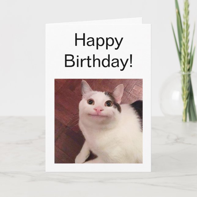 Carte pliée Mème de chat poli (Devant)