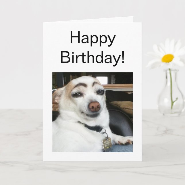 Carte pliée Mème de chien sourcil (Petite plante)