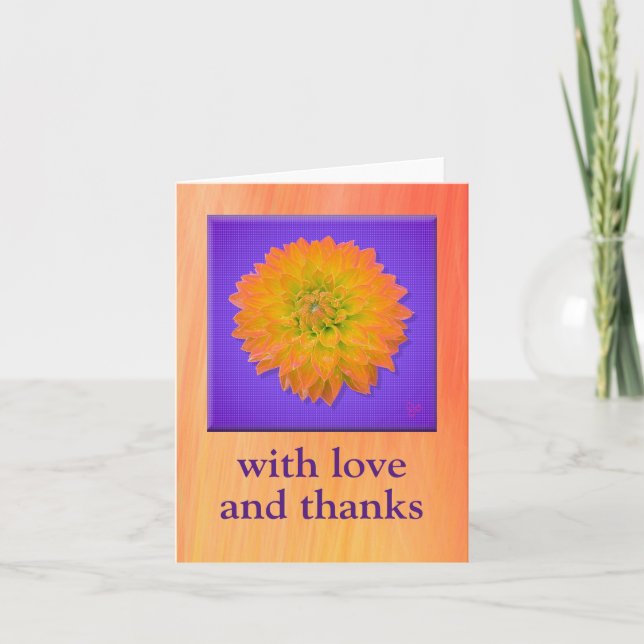 Carte pliée Merci avec dahlia par Jo Images (Devant)