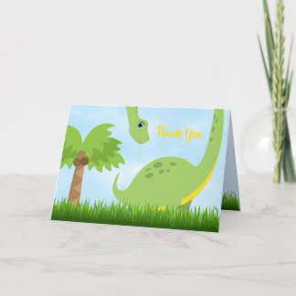 Carte pliée Merci Dinosaure Vert