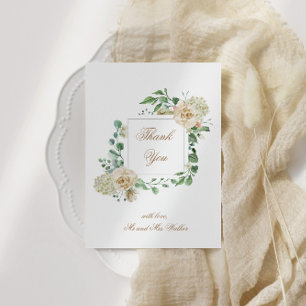 Carte pliée Merci floral du jardin de crème printa