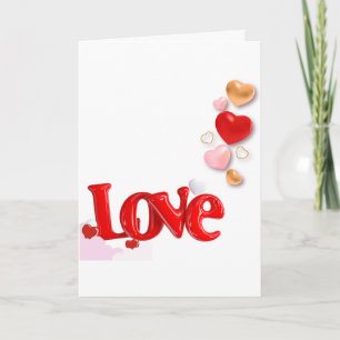 Carte pliée personnalisée Love & Hearts