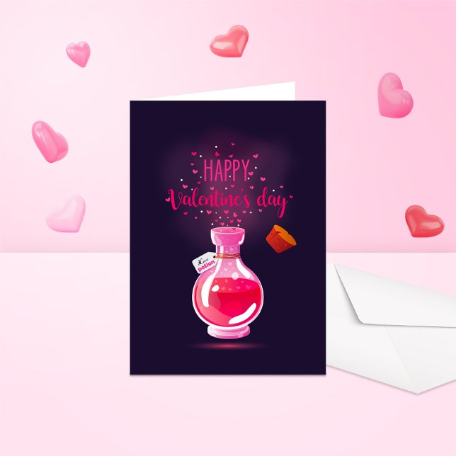 Carte pliée Pink Love Potion Joyeuse Saint-Valenti (Créateur téléchargé)