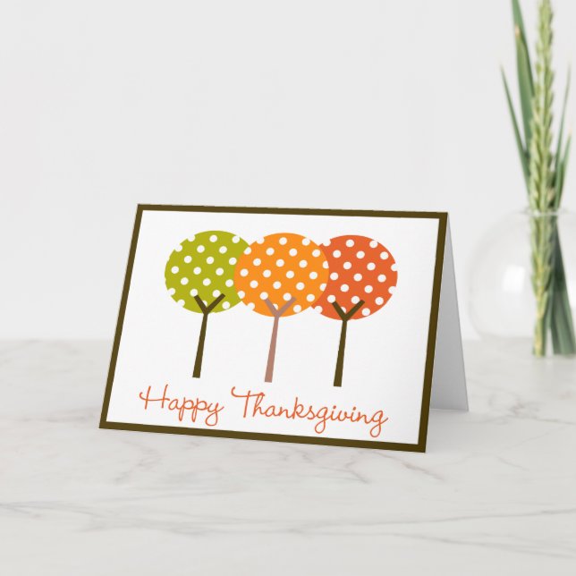 Carte pliée Polka Arbre bon thanksgiving (Devant)