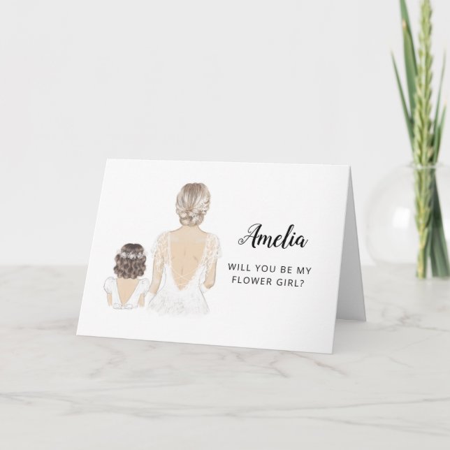 Carte pliée pour demande de demoiselle d'honneur (Devant)