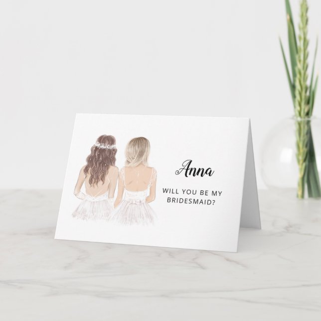 Carte pliée pour demande de demoiselle d'honneur (Devant)