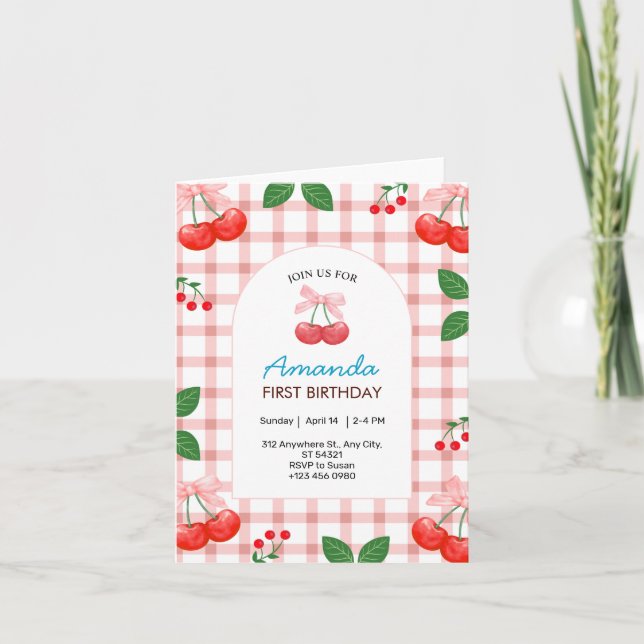 Carte pliée pour la première fête d'anniversaire a (Devant)