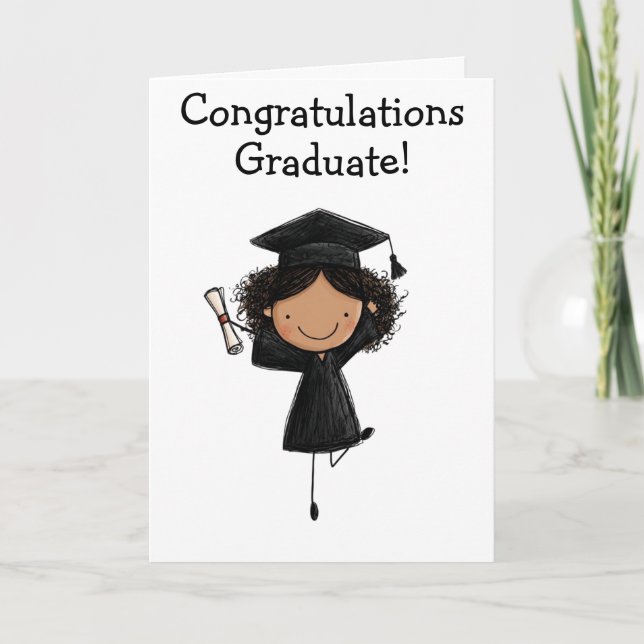 Carte pliée pour la remise de diplômes de fille (Devant)