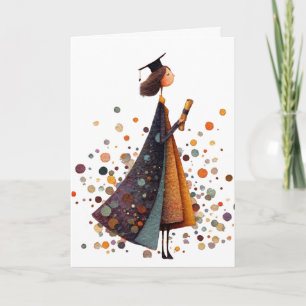 Carte pliée pour la remise des diplômes de fille
