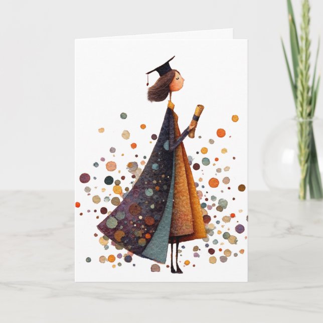 Carte pliée pour la remise des diplômes de fille (Devant)