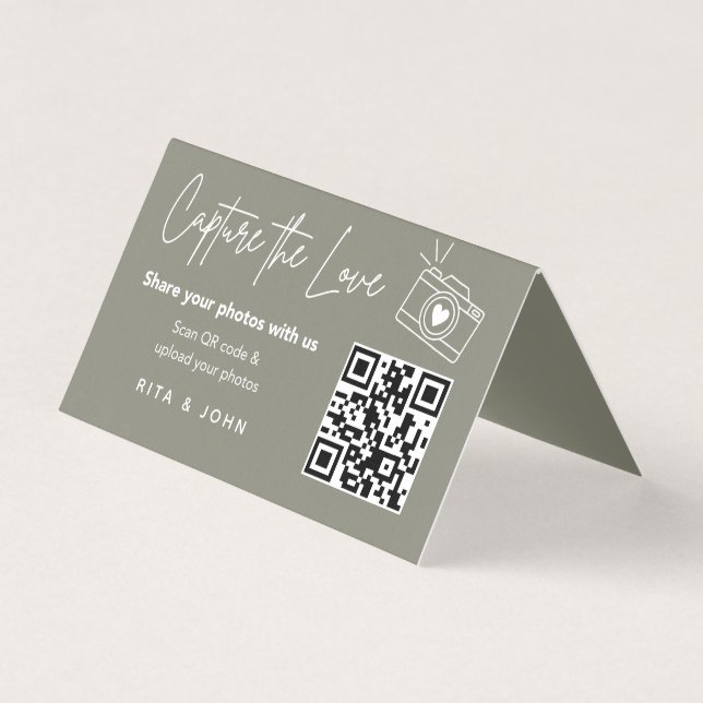 Carte pliée QR code Chic Moderne Capturez l'Amour (Front)