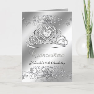 Carte pliée Quinceanera argent Parties scintillant