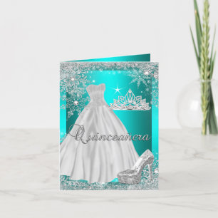 Carte Pliée Quinceanera Diadème Turquoise Photo