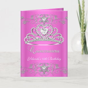 Carte pliée Quinceanera Parties scintillant rose T