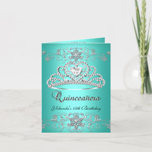 Carte pliée Quinceanera Parties scintillant Turquo