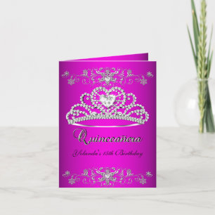 Carte pliée Quinceanera Pink Tiara Photo