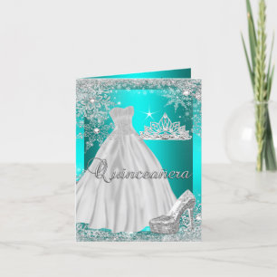 Carte pliée Quinceanera Turquoise Tiara Photo
