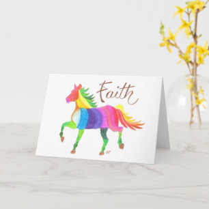Carte pliée Rainbow Faith Horse Par Sherry Jarvis