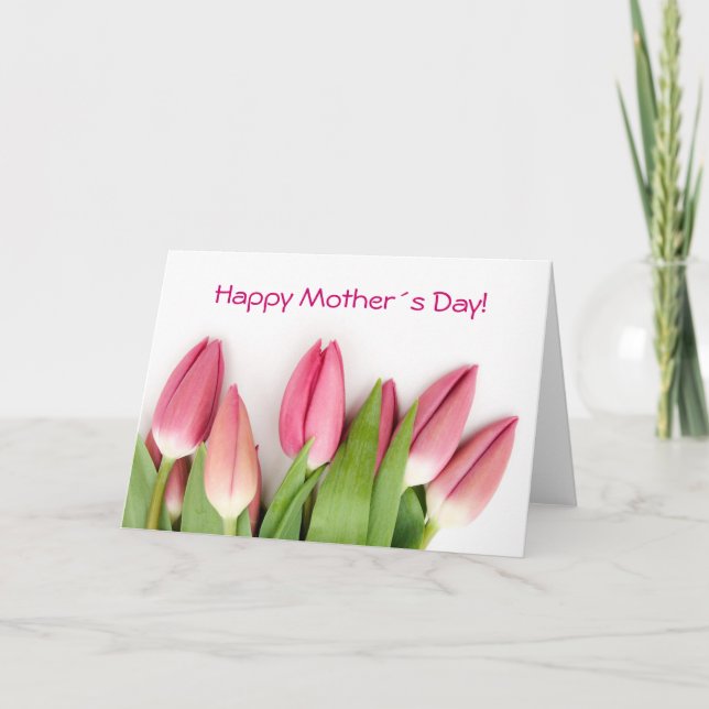 Carte pliée tulipes roses (Devant)