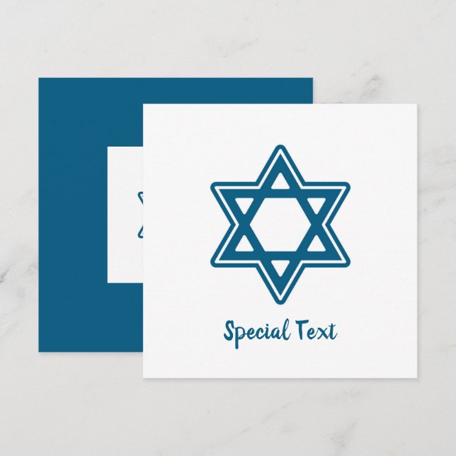 Carte pliée unique Hanoukka Star v2 (Devant / Derrière)