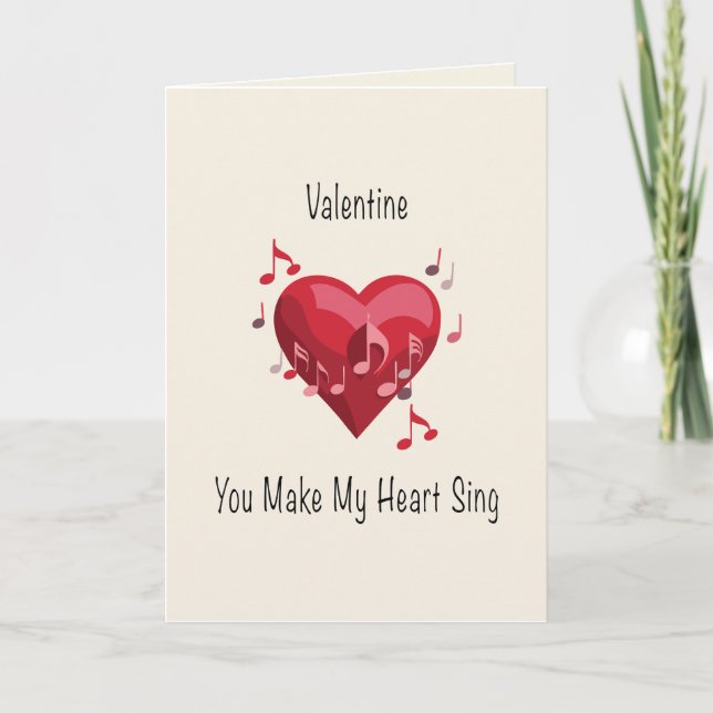 Carte pliée Valentine You Make My Heart Sing (Devant)