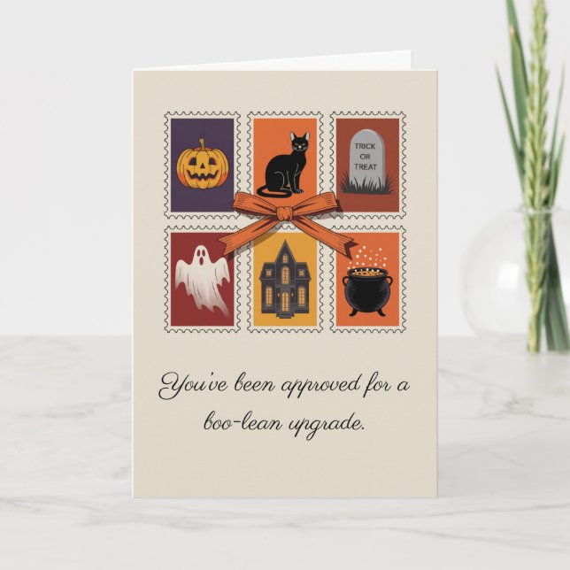 Carte pliée vintage Halloween Boo Ghost (Devant)