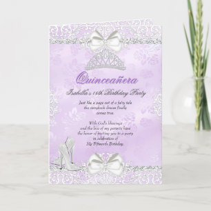 Carte Pliée Violette Invitation Quinceañera