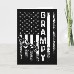 Carte Plongée Scu Papy Drapeau Américain Noël Vintage 