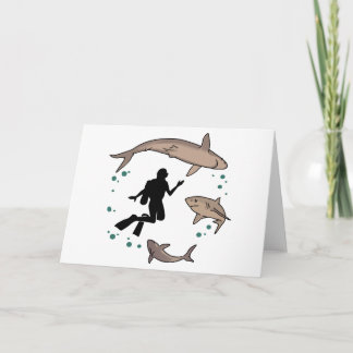 Carte Plongeur et requins