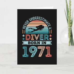 Carte Plongeur né 1971 50e Anniversaire Diving Gift Fan