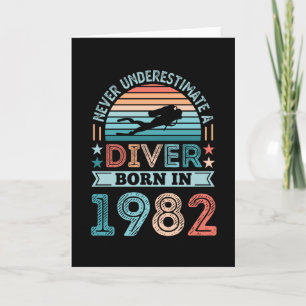 Carte Plongeur né 1982 40e Anniversaire Diving Gift Fan