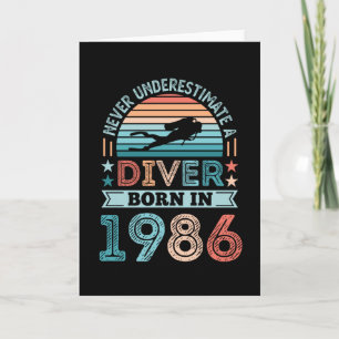 Carte Plongeur né 1986 40e Anniversaire Diving Gift Fan