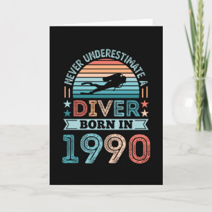 Carte Plongeur né 1990 30e Anniversaire Diving Gift Fan