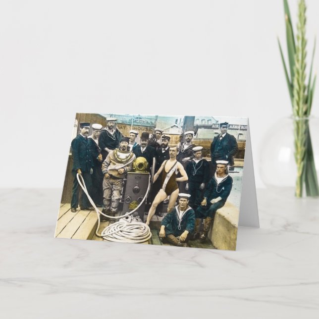 Carte Plongeur vintage de masque de l'exposition 1891 (Devant)