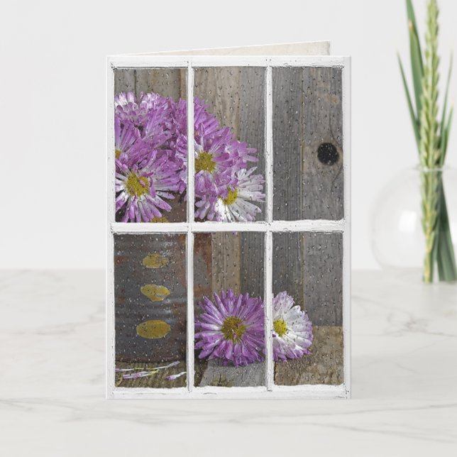 Carte pluie d'amitié sur la fenêtre avec des mamans (Devant)