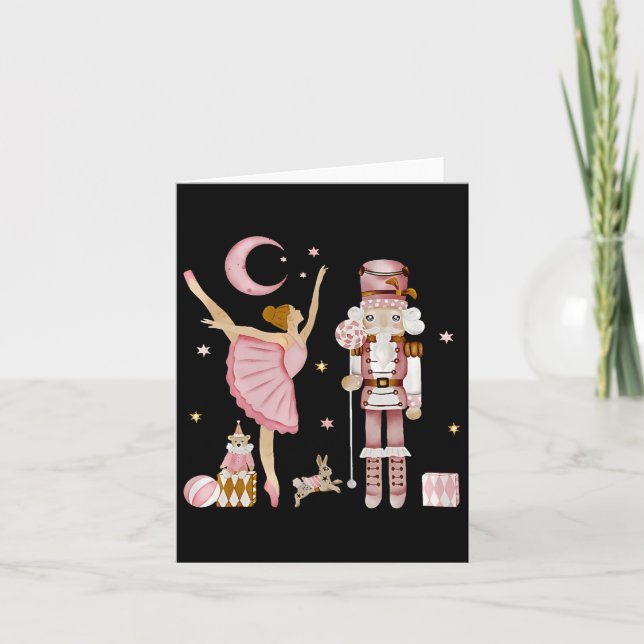 Carte Plum rose rétro Fairy Nutcracker Noël C (Devant)