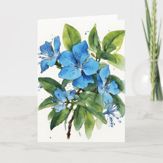 Carte Plumbago Auriculata - Fleurs aquarelle