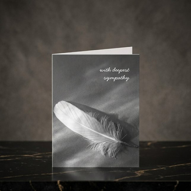 Carte Plume blanche en noir et blanc, Sympathie (Créateur téléchargé)