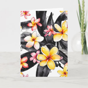 Carte Plumeria - Fleurs aquarelles