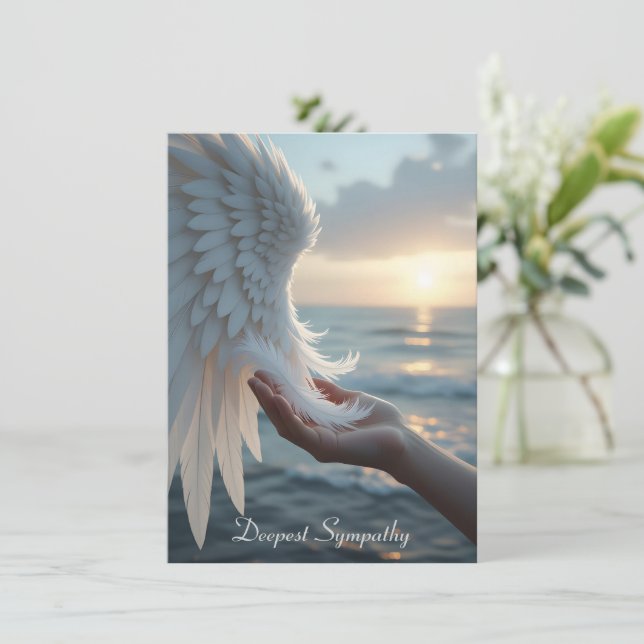 Carte Plumes blanches de l'aile d'un ange, sympathie  (Debout devant)